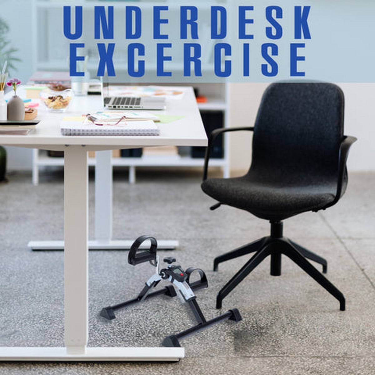 iLiving Under Desk Bike Pedal Exerciser with Electronic Display - Fully Assembled Folding Exercise Equipment, Mini Bike for Legs and Arms Workout, Portable and Easy-to-Use with LCD Screen