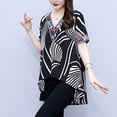 thumbnail image 2 of Vintage Printed Spliced Loose Asymmetrical T-Shirts Women‘s Clothing 2024 Summer New Loose All-match Tops Irregular Tee Shirt, 2 of 4