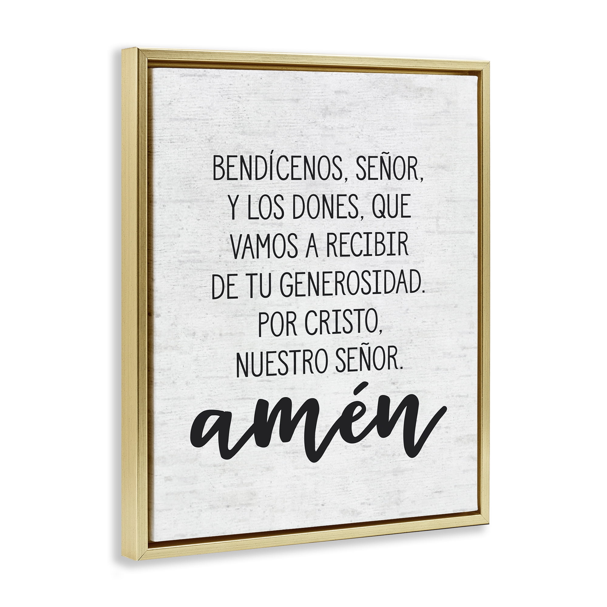 Stupell Industries Bendición de la Mesa Religious Quotes and Sayings Painting Gold Floater Framed Art Print Wall Art, 25 x 31
