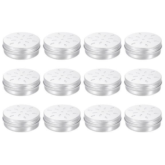 Uxcell 12 PCS Hollow Aluminium Tins 2oz/60ml Refillable Screw Lid Round Jars Sample for Air Travel Storage