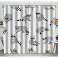 thumbnail image 1 of ABPHQTO Lindo mapache Animal Doodle ventana cortina cocina cortina ventana cortinas Panel 130x210 cm (dos piezas), 1 of 1