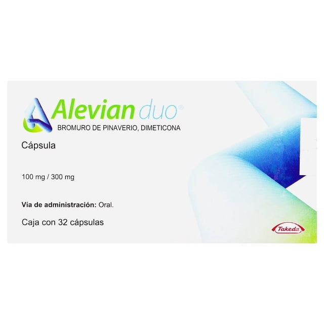 Alevian duo Bromuro de Pinaverio 100 mg, Dimeticona 300 mg 32 cápsulas