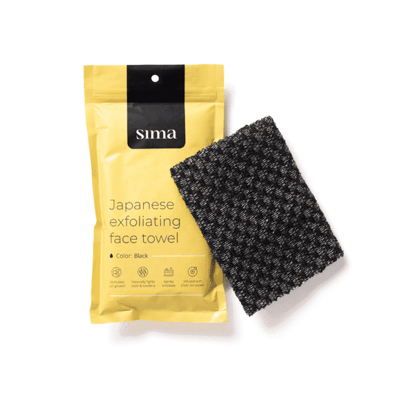 Sima Japanese Exfoliating Face Towel, Black