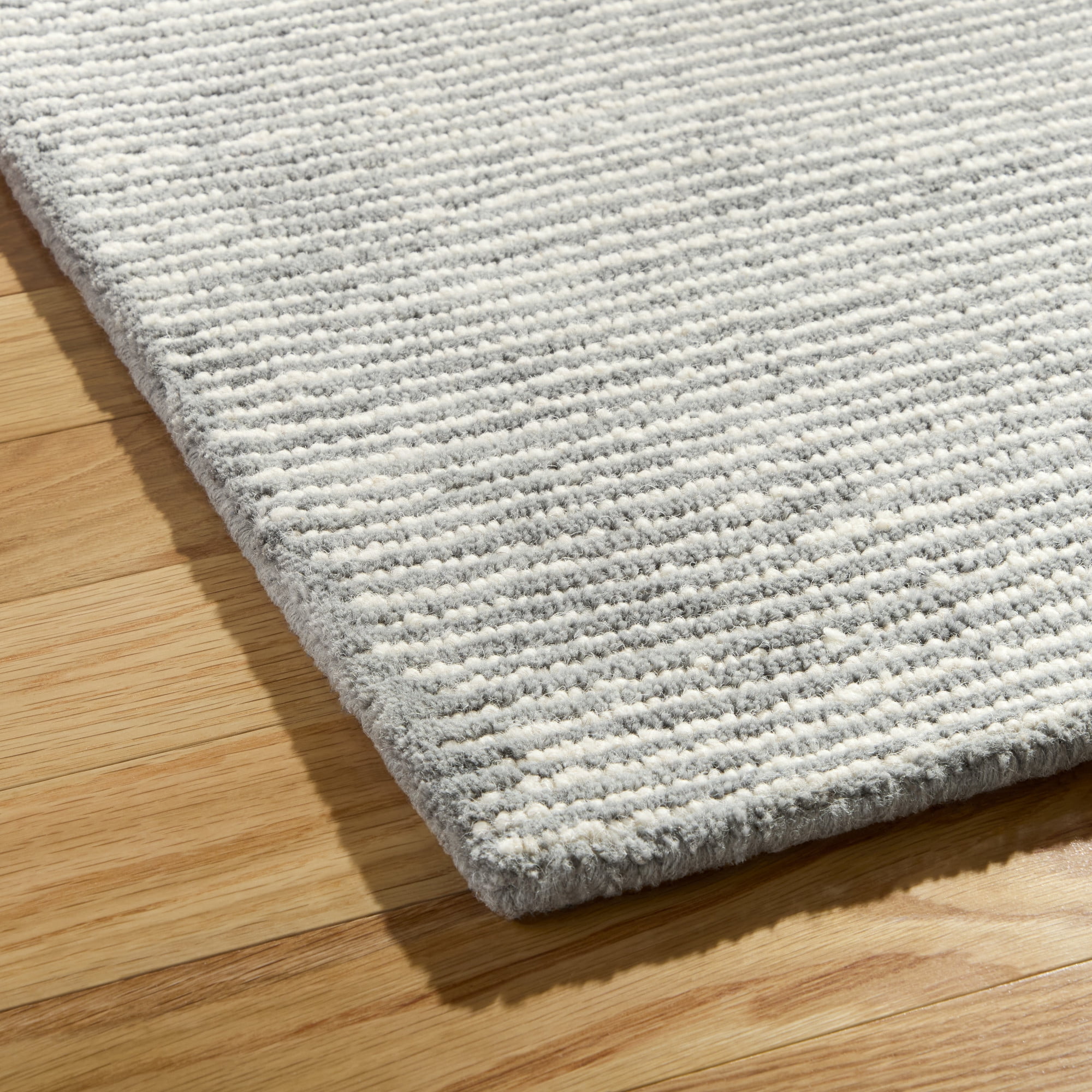 TOWN & COUNTRY LUXE Rita Ribbed Textured Hand Tufted 100% Wool Area Rug, Grey/Blue/Ivory, 5'x7'