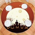 thumbnail image 2 of Pumpkin Themed Stretchable Round Tablecloth - 52 Inch Elastic Edge Halloween Cover for Dining Room Party Decor, 2 of 6