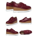 thumbnail image 5 of Lovskoo 2024 Women's Platform Wedge Shoes Square-Toe Lace-Up Fashion Dress Leather Shoes Burgundy, 5 of 6
