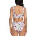 thumbnail image 3 of Kdxio Lilies Flowers Print Women's 2 Piece High Waisted Wrap Spaghetti Strap Summer Swimsuit Bikini Set-XX-Large, 3 of 7