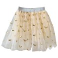thumbnail image 5 of Letdown Toddler Girls Layered Tutu Skirt Star Sparkling Sequin Tulle Dance Skirts Girls Pull on Dressy Skirts Cute Tiered Short Mini Skirts (#04-Beige,18-24 Months), 5 of 5