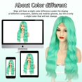 thumbnail image 5 of MORICA Mint Green Wigs for Women Long Middle Part Wavy Wig for Daily Party Use Long Curly Synthetic Heat Resistant Fiber Wigs, 5 of 6