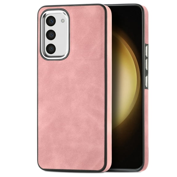 Nalacover Slim Case for Samsung Galaxy S22 Case, Skin Friendly PU Leather Soft Lining Cover, Lightweight TPU Shockproof Plating Buttons Lens Protection Case for Samsung Galaxy S22, Pink