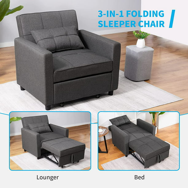 widow Berri lose yourself Mjkone Comfortable Futon Sofa Bed, 3-in-1 Folding Sleeper Chair Bed,  Multi-Functional Adjustable Pull Out Sofa Bed, Convertible Floor Chair Sofa  Bed for Bedroom/Living Room/Apartment (Dark Grey) - Walmart.com