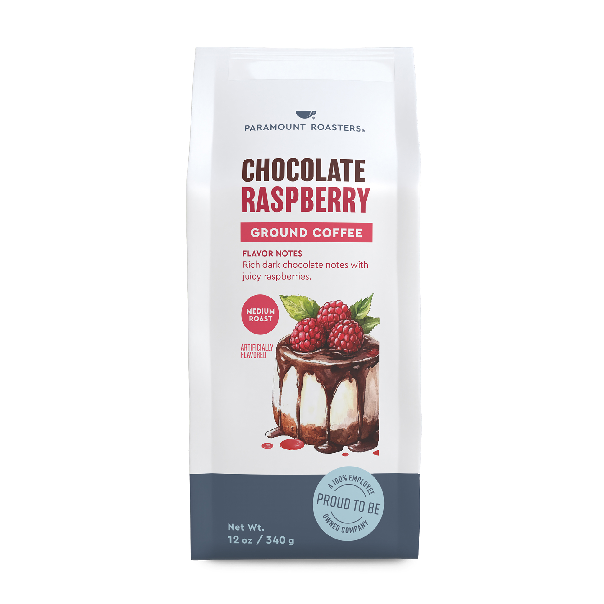 Paramount Roasters, Chocolate Raspberry, 12 oz Flavored, Medium Roast Ground Coffee