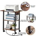 thumbnail image 5 of Leyaoyao 3-Tier Mobile Printer Stand, Rolling Cart with Power Outlets and USB Ports, Home Printer Stand with Wheels for Home, Office, Brown, 5 of 7