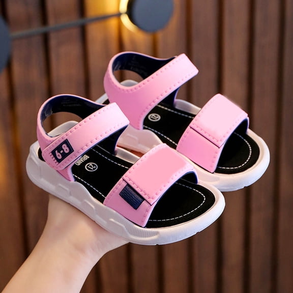 Willtoo Boys Girls Lightweight Non Slip Athletic Sandals with Adjustable Hiking Walking Beach Sports Sandals Pink 5.5-6 Years