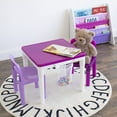 thumbnail image 2 of Humble Crew Kids 2-in-1 Plastic Building Blocks-Compatible Activity Table and 2 Chairs Set, Square, Pink/Purple/White, 2 of 2