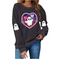 thumbnail image 2 of VKOYWKM Chandails d'Halloween pour Femmes Chandail Graphique Fantôme Col Rond Manches Longues chandail d'Automne Hauts de Fête Assortis Chandails d'Halloween pour la Famille, 2 of 9