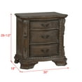 thumbnail image 5 of Traditional Nightstand with Three Storage Drawers, Solid Wood Retro Grey Cherry End Table,Vintage Bedside Table for Bedroom Furniture, 5 of 6