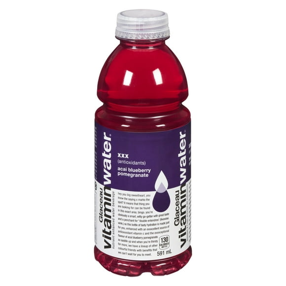 glacéau vitaminwater xxx baie d’açaï, bleuet et grenade, bouteille de 591 mL 591 mL