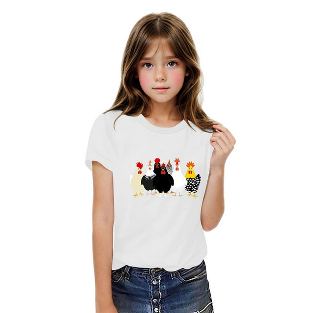 Rbaofujie T-Shirts Graphiques pour Tout-Petites Filles T-Shirts Imprimé de Lettres Été Décontracté Manches Courtes Col Rond Haut Mignon