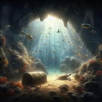 Underwater Cave Digital Painting - 12" x 18" Art Print Wall Decor
