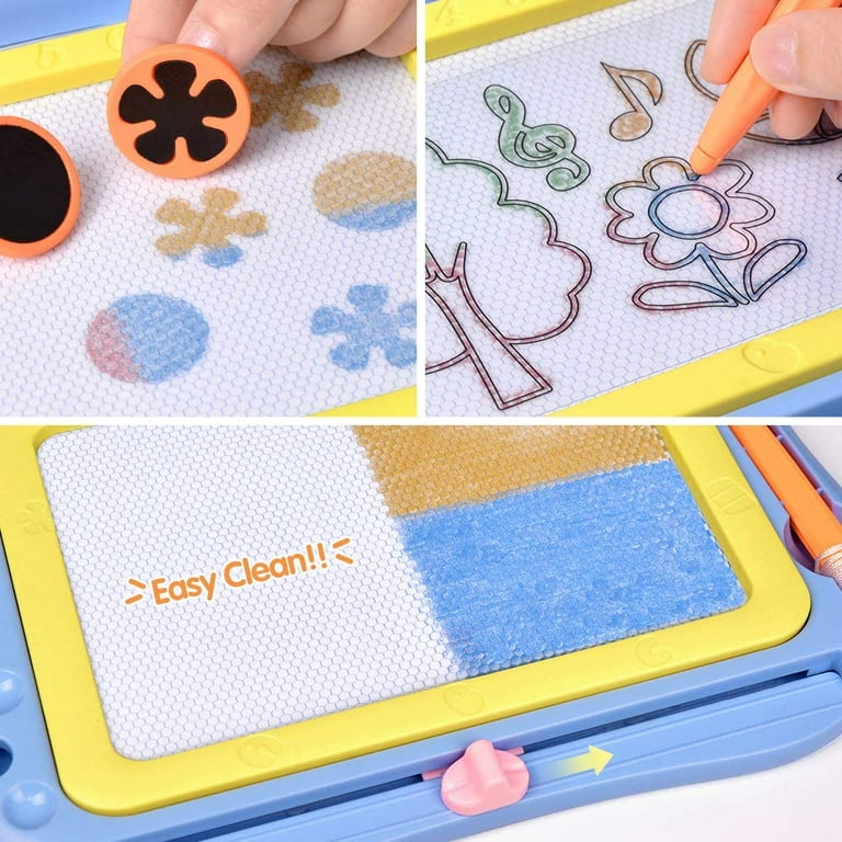 Autrucker Magnetic Drawing Board for Kids and Toddlers Age 1-6, Doodle Board with Magnetic Pen and Colorful Beads for Kids, Magnetic Dot Art, Travel Toys for