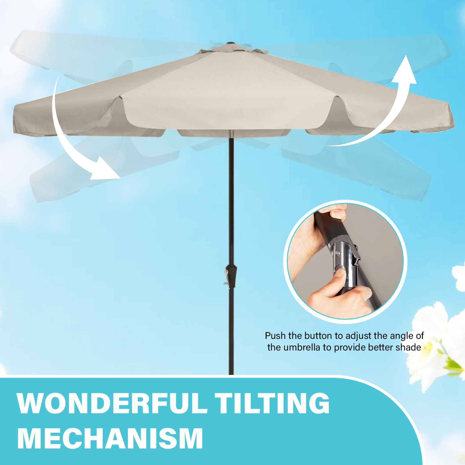 Fundaze 10 Ft Outdoor Patio Umbrella Beige photo 8