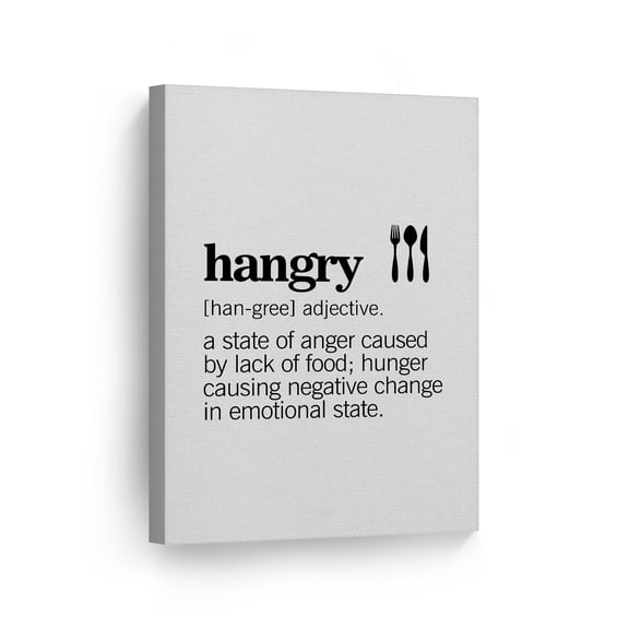 Smile Art Design Noun Dictionary Definition of Hangry Funny Quote Kitchen Canvas Wall Art Print Restaurant Cafe Dining Room Farmhouse Decor Modern Housewarming Gift Ready to Hang 12x8