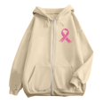 thumbnail image 5 of Hoodie Women Seamless Hoodie Quarter Zip Pullover Gym Fit Women's Zip Up Hoodie Pullover Cancer Awareness Month Long Sleeve Pocket Drawstring Casual Sweatshirt For Everyday Wear, 5 of 6