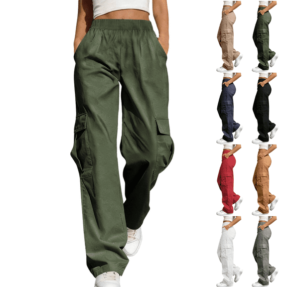 Cargo Pants for Women High Waisted Baggy Wide Leg Stretchy Streetwear Straight Leg Trendy Daily Casual Casual Trousers With Pockets Size S-3XL