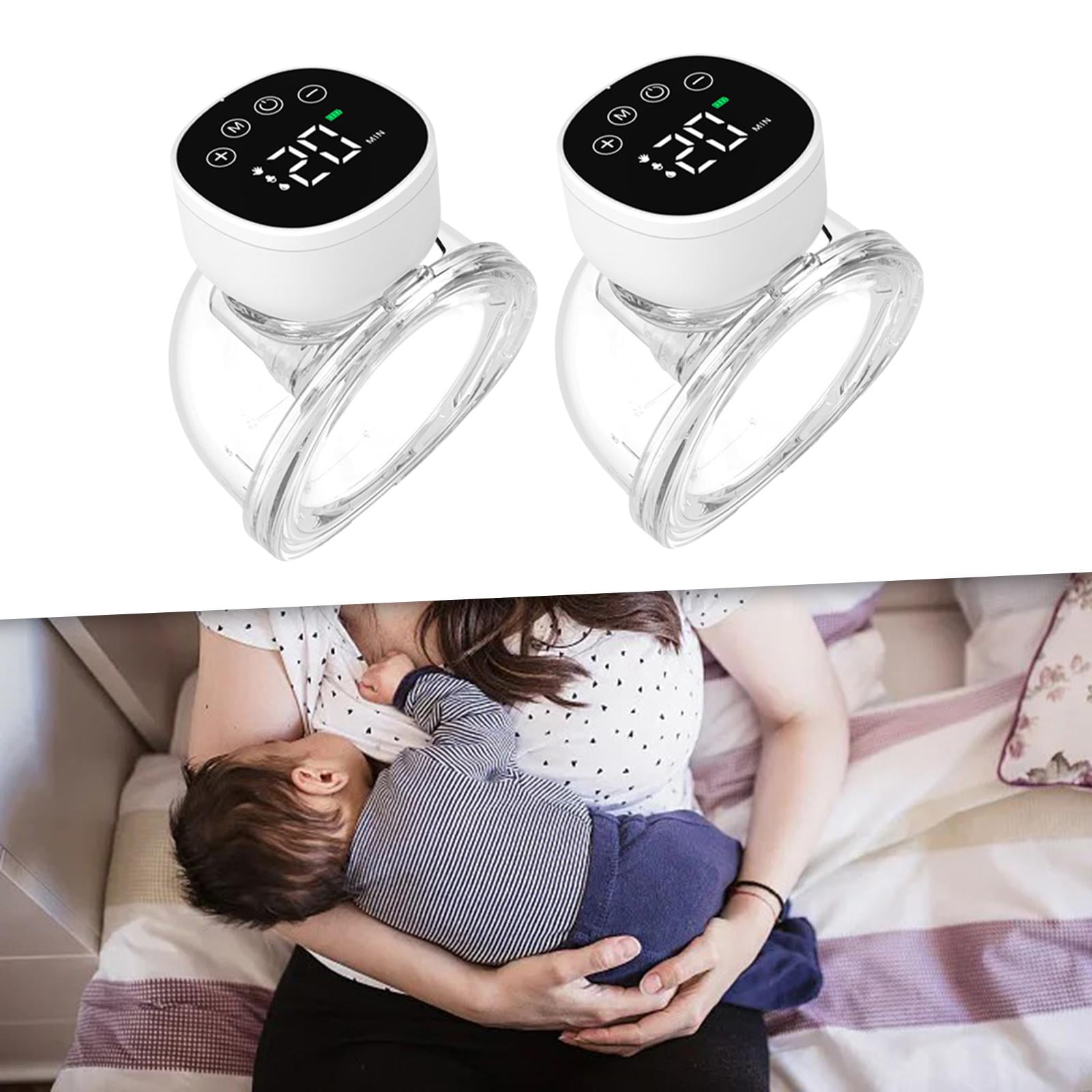 LeeQinersw Portable Milk Pump, Breastfeeding Pump, Strong Suction, Smart Display, Automatic Black 2pcs