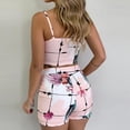 thumbnail image 4 of Womens Fashion Leaf And Stripe Printed Sling Short Two-Piece Suit And Pocket, 4 of 9