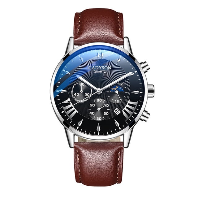 Reloj de cuarzo para hombre, relojes para hombre, reloj de pulsera analógico de cuarzo de cuero con caja de acero inoxidable deportivo de moda para hombre, reloj para hombre