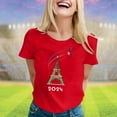 thumbnail image 2 of TINZ T-Shirt pour Femme Été Haut à Manches Courtes Col Rond Haut à Motif Haut Décontracté Chandails de Football pour Dames Chandails d'Été pour Femmes T-Shirt à Manches Courtes, 2 of 4