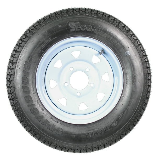 Trailer Tire On Rim ST175/80D13 175/80 D 13 Load C 5 Lug White Spoke