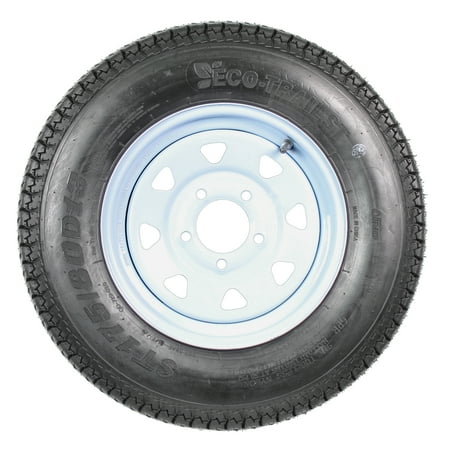 eCustomrim Tire Rim ST175/80D13 175/80 B78-13 Load C 5 Lug Wheel White Spoke 2 Yr Warranty