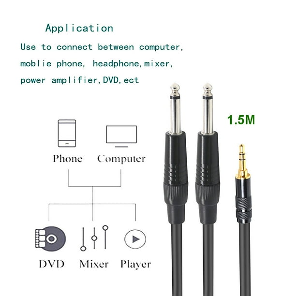 Cable Auxiliar de Señal de Audio Xihbxyly Macho 3,5 Mm a 6,35 Mm