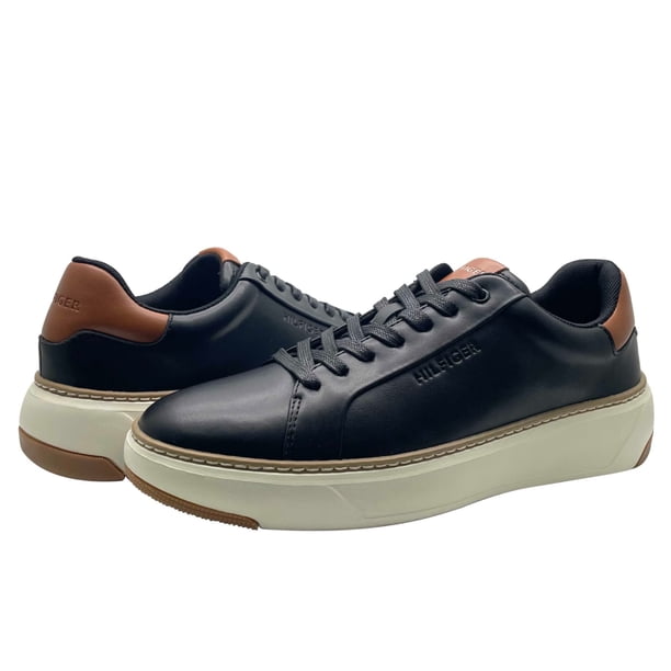 Zapatilla Tommy Hilfiger Hines para hombre, color negro/coñac, talla 10.5US