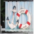 thumbnail image 4 of Ambesonne Shabby Shower Curtain, Welcome Aboard Sign Anchor, 69"Wx84"L, Red Pale Blue Navy Blue, 4 of 5