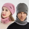 thumbnail image 2 of 1 Set Cap Scarf Super Soft Exquisite Workmanship Knitted Unisex Autumn Winter Hat Scarf for Daily Life, 2 of 10