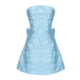 thumbnail image 6 of Strapless Jacquard Mini Dress for Women A-Line Graduation Party Dress with Back Bow and Lace-Up Corset, 6 of 9