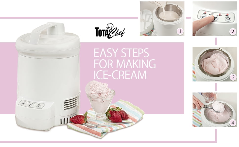Total Chef Ice Cream Factory Automatic Ice Cream Maker 1.2Liter White