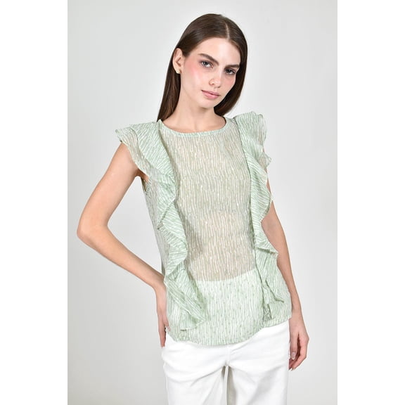 Blusa de chifon con olanes Roman Fashion /Juvenil, 2669 (Pistache) verde claro CH