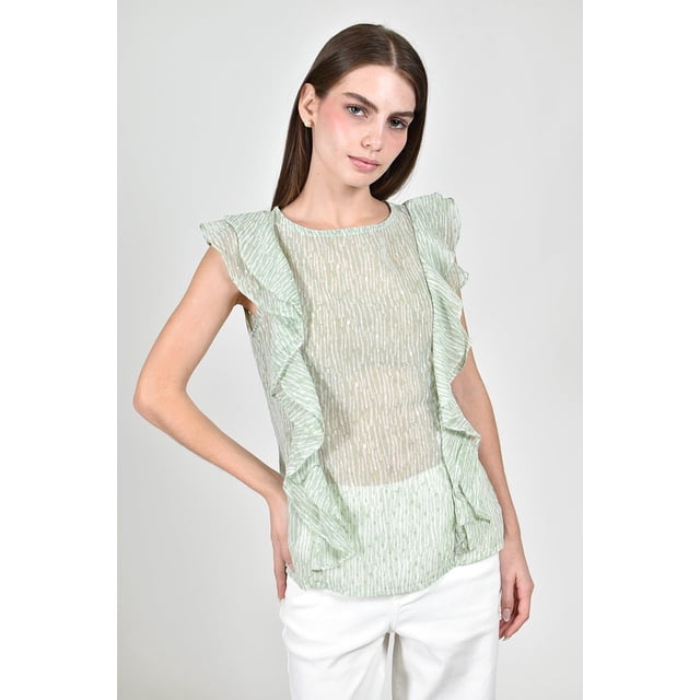 Blusa de chifon con olanes Roman Fashion /Juvenil, 2669 (Pistache) verde claro CH