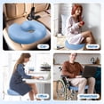 thumbnail image 4 of Donut Pillow Seat Cushion - Cooling Gel Donut Chair Cushions, Memory Foam Seat Cushion for Office & Home, Car Seat Cushion and Butt Pillow, Hemorrhoids Pillow and Tailbone Pain Relief, Light Blue, 4 of 11