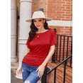 thumbnail image 4 of Womens Casual T Shirts Dolman Top Breathable Basic Short Sleeve Shirts Boat Neck Ruched Tops Summer Lightweight Clothes, 4 of 7