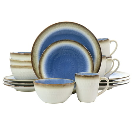 

Gibson Elite Moonstruck 16 Piece Ceramic Dinnerware Set in Blue