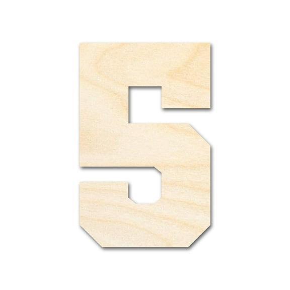 Unfinished Wood Varisty Number Five Shape 8" / 1/4"