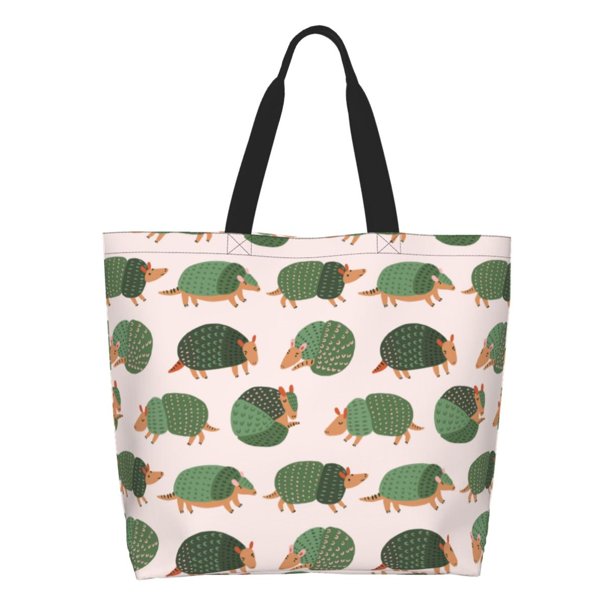 Fotbe Cute Armadillo Bolsa Tote Estética de Lona con Estampado para Mujer - Bolsa Reutilizable de Hombro Casual para Vacaciones, Compras, Trabajo y Gimnasio