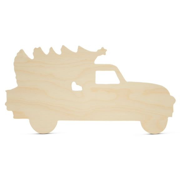 Christmas Pickup Truck Cutout 6-1/4-inch x 12-inch, Pack of 6 Unfinished Trucks with Christmas tree for Wood Christmas Decor/Craft, by Woodpeckers