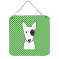 thumbnail image 1 of Green Checkered Bull Terrier Aluminium Metal Wall or Door Hanging Prints, 1 of 1